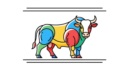 Fototapeta premium Colorful Abstract Bull Illustration - Modern Geometric Style