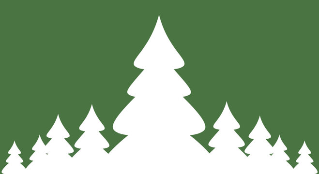 Green forest landscape with white pine trees, vector illustration for nature themes