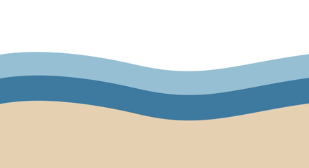 Vector illustration of stylized ocean waves over sandy beach, graphic element © JM