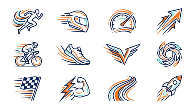 Set of Speed and Motion Sport Icons