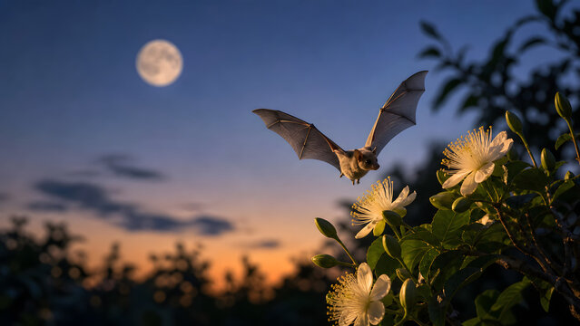 Bat and Night Flowers