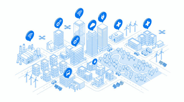 City infrastructure development with renewable energy sources and transportation systems