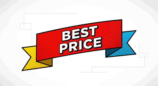 Best Price Banner Ribbon - Sale Discount Offer, Retail Promotion, Marketing Label