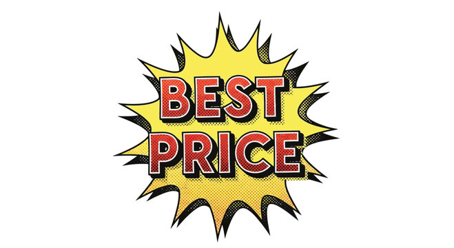 Best Price Burst Sign, Comic Style, Red and Yellow, Sale Promotion