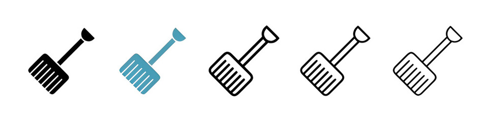 Snow shovel line icon vector set. Thin line customizable illustration. Contour symbol. Vector isolated outline drawing. Editable stroke © Lovely