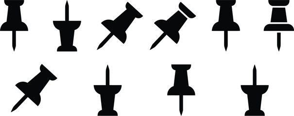 pushpin marker icons angled and upright minimal vector set © AIcon Star