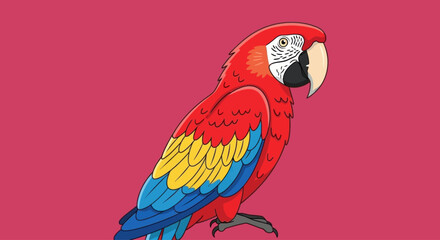 Cartoon macaw parrot on pink background, graphic element © johanes