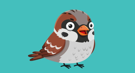 Cute cartoon sparrow character illustration, graphic element for design © johanes