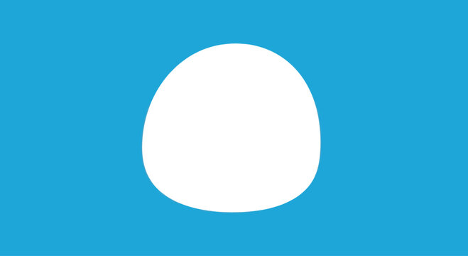 Simple white oval shape with soft shadow on a bright blue background, graphic element