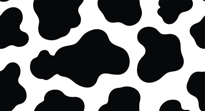 Black and White Cow Pattern Seamless Texture Background.