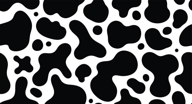 Black and white cow print pattern seamless background.