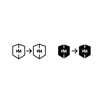 Gender Transition Process Icons with Male to Female and Female to Male Symbols Vector Line Art