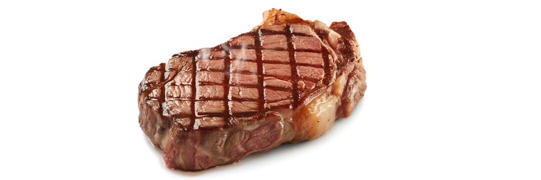 Grilled Steak on White Background