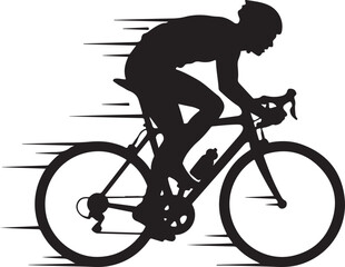Naklejka premium Cycling silhouette, bicycle racing icon, motion cyclist vector, black speed bike