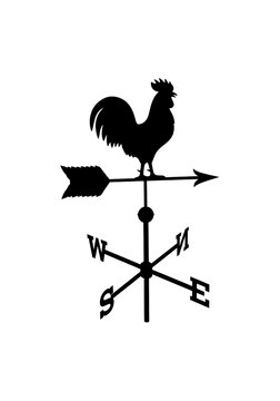 Rooster weather vane silhouette indicating wind direction