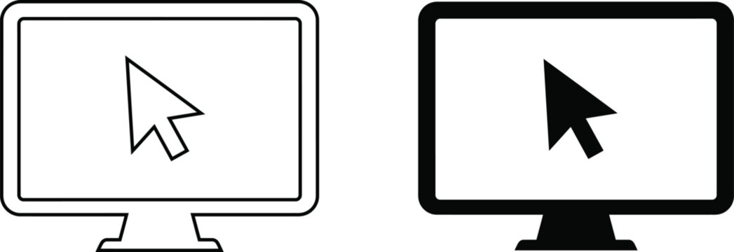 Computer monitor icons with cursor computer screen symbols