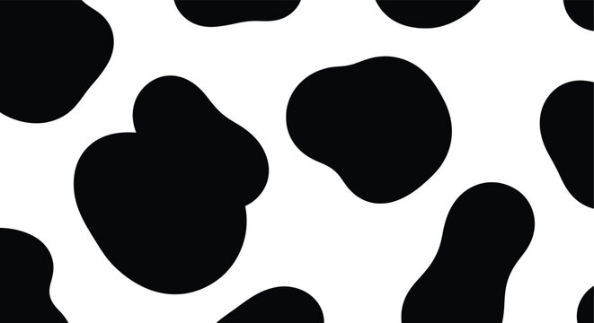 Black and white cow pattern seamless texture.