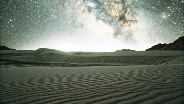 A breathtaking desert landscape under one of the clearest night skies, filled with stars and the Milky Way. The Atacama Desert in Chile Under a Starry Sky
