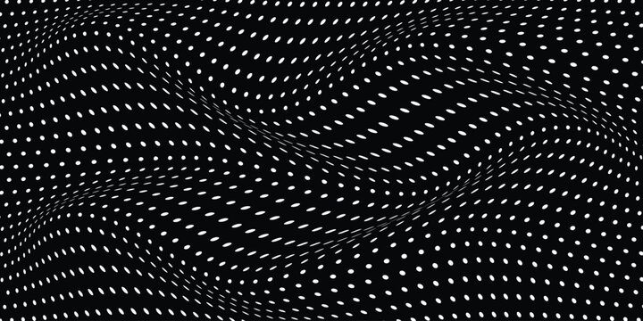 simple white polka dot wave pattern on black for banner poster background.