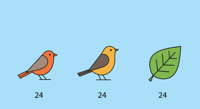 Birds and a green leaf illustration.