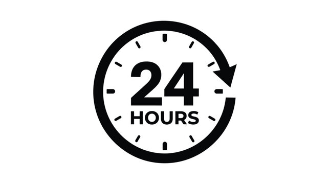 twenty four hours clock face silhouette time hour twentyfour twenty four circle arrow