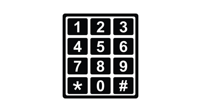 numeric keypad silhouette on white background numbers digits buttons interface input device