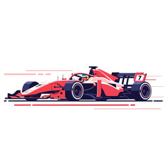 Obraz premium Red Formula Racing Car Vector Illustration on White