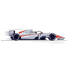 Obraz premium Speeding Formula Racing Car Illustration on White