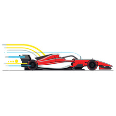 Obraz premium Red Racing Formula Car in Motion - Vector Illustration