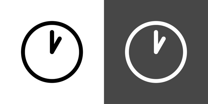 シンプルな時計や時刻のアイコン　1時　13時