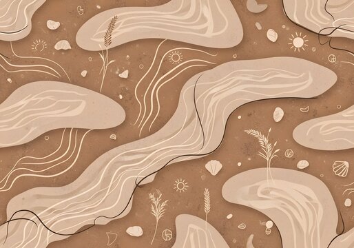 Seamless pattern of roasted coffee beans on a brown background