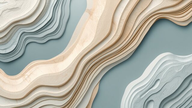 Abstract 3D Layered Topographic Wave Background with Wood Texture
