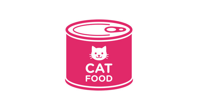 Pink Cat Food Can Icon - Pet Nutrition and Care