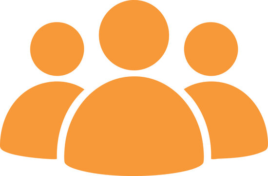 Orange group of three people simplified human figures