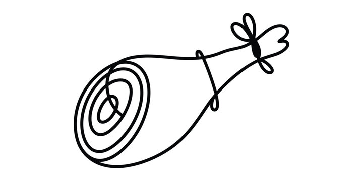 Simple line art drawing of a delicious ham leg icon