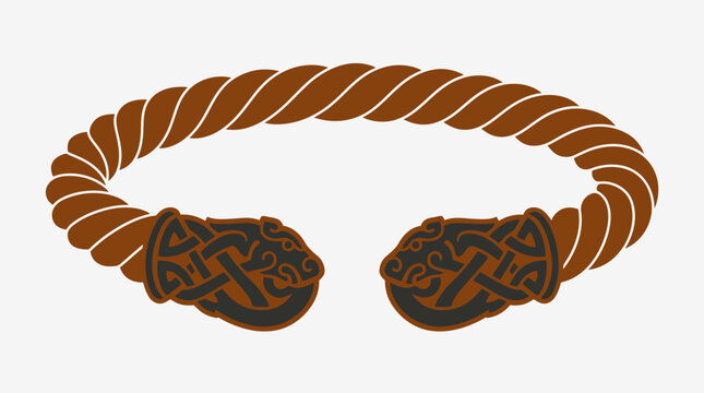Ancient Celtic Torc Bracelet with Knotwork Design, Viking Arm Ring, Norse Jewelry