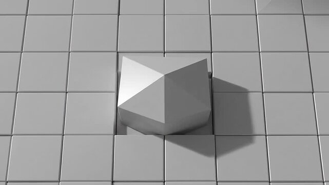 Abstract background with white geometric pyramid shapes and shadows