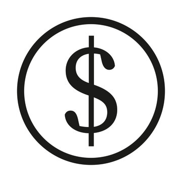Dollar Sign Icon in Minimalist Black and White Circular Design
