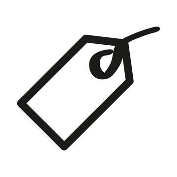 Minimalist black price tag icon on transparent background for design