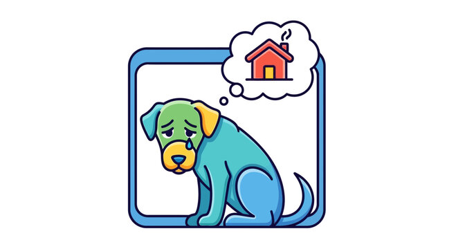 Sad blue dog thinking about home, longing for comfort and belonging