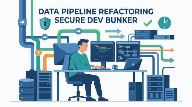 Developer Working on Data Pipeline Refactoring and Secure Development Bunker Infrastructure.