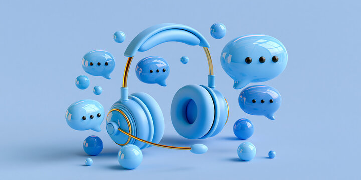 Blue headset with chat bubbles