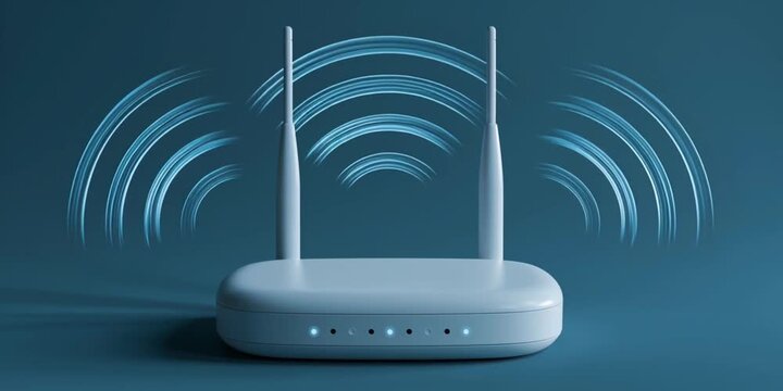 WiFi Router Emitting Signal Waves