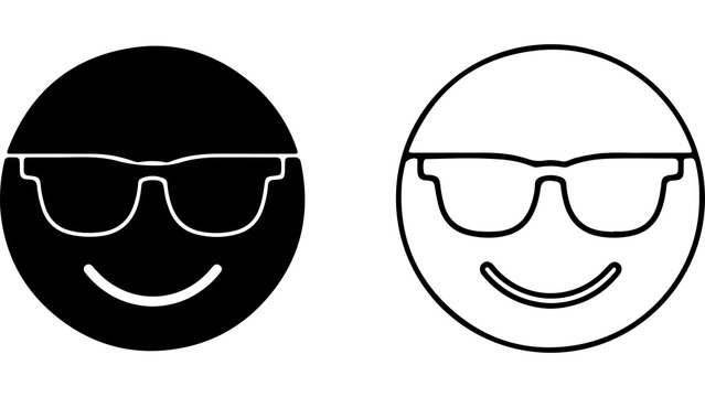 Set of Cool Sunglasses Emoji Face Icons