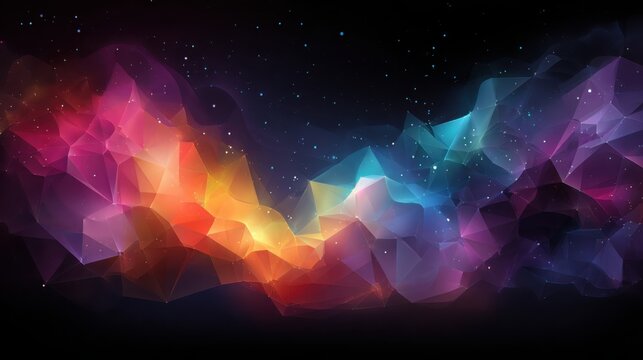 Vibrant Geometric Nebula Expanding Outwards in a Cosmic Symphony of Colors and Stars