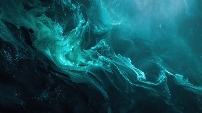 Ethereal Aqua and Teal Fluid Motion Abstract Design