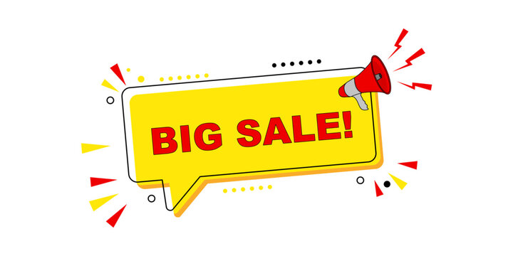 Big Sale Megaphone Speech Bubble Announcement.