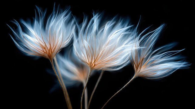 Delicate Ethereal Tendrils of Luminous Energy Emanating from Abstract Flora