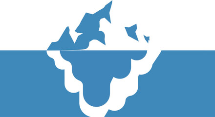 Vector illustration of an iceberg with visible underwater portion, concept of hidden depths © steven