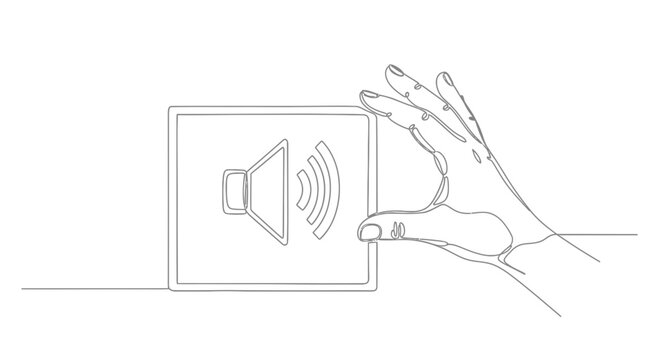 Hand Adjusting Speaker Volume Icon on Screen